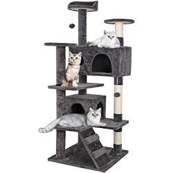 JJW Cat Tree Tower with Sisal Scratching Posts Condos,Hammock Plush Perches,Cat Activity Centres Kittens Furniture Play House