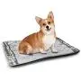DayDayFun Winter Pet Food Mat Snow Season Photography Small Wooden Bridge Over Very Cold River at Early Morning Waterproof and Urine-Proof Pet Mat White Brown
