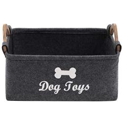 Geyecete Dog Toys Storage Bins - with Wooden Handle, Pet Supplies Storage Basket/Bin Kids Toy Chest Storage Trunk