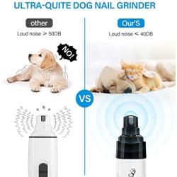 Viixm Dog Nail Grinder, Electric 2-Speed Pet Nail Trimmer Clipper Low Noise Rechargeable Painless Paws Grooming and Smoothing for Small Medium Large Dogs and Cats