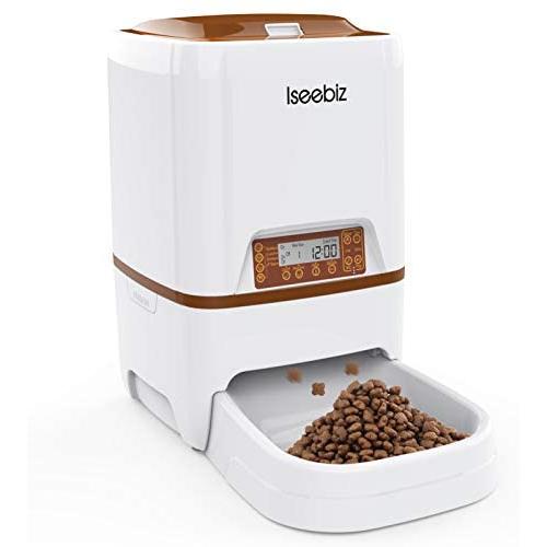 Iseebiz 6L Automatic Pet Feeder, Cat Dog Food Dispenser Hopper, 4 Meals a Day with Voice Recorder, Portion Control, Timer Programmable, Food Dispense Remind, IR Detect, for Medium Large Cats Dogs