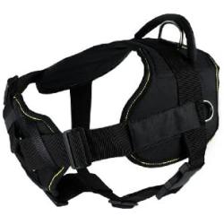 Dean & Tyler Black with Yellow Trim Fun Dog Harness with Padded Chest Piece, Mobility Dog, Small, Fits Girth Size 22-Inch to 27-Inch