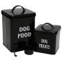 Pethiy Dog Food and Treats Containers Set with Scoop for Dogs-Vintage White Powder-Coated Carbon Steel - Tight Fitting Lids - Storage Canister Tins Small