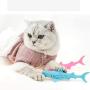 IKAAR Catnip Toys Interactive Cat Toys Catnip Fish Toy Toothbrush, Soft Mint Shark Shaped Cat Chew Toy for Cats Kitten Chew Pet Supplies Pack of 2 (Blue + Pink)