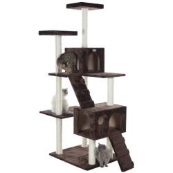 GleePet GP78700623 Cat Tree with Ramp, 70-Inch, Coffee Brown