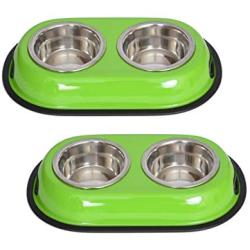 Iconic Pet 1 Cup Color Splash Stainless Steel Double Diner for Dog/Cat