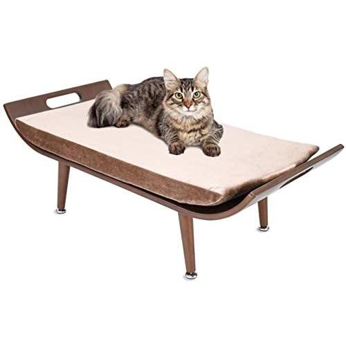 Penn-Plax Cat Walk Furniture: Luxury Lounger Cat Bed – Mid-Century Modern – For All Size Cats - Brown (CATFF18)