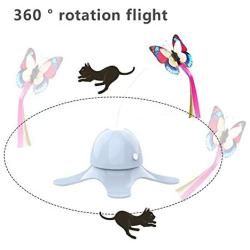 Cat Toys Interactive, Electric Rotating Cat Butterfly Toys,Realistic Fluttering Sound Cat Interactive Toys for Indoor Cats (Include 3 Flashing Butterflies)