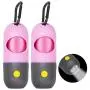 2PCS Dog Poop Bag Dispenser LED Dog Poop Bag Holder, Pet Waste Bag Dispenser for Leash with Sturdy Carabiner Clip, 2 Leak-proof Dog Waste Bags Dog Poop Bag Holder Leash Attachment with Flashlight