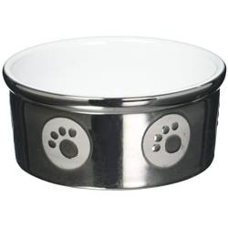 Ethical Pet Products (Spot) DSO6828 Stoneware Paw Print Dog Dish, 5-Inch, Titanium