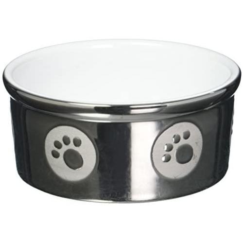 Ethical Pet Products (Spot) DSO6828 Stoneware Paw Print Dog Dish, 5-Inch, Titanium