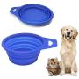 BYOMIGY 2 PCS Foldable Food Bowl Dog Cat Portable Feeding Collapsible Dog Bowl Silicone Bowl Pet Interactive Feeder Pet Bowl Dogs Toy Dog Flying Pie BPA Free for Travel Hiking Camping Blue and Gray