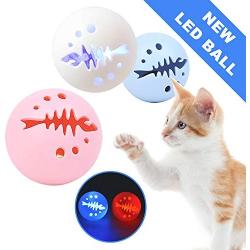 nobrand Moving Fish Ball cat Toys Cat Ball Toys, 3 Pack Cat Dog Bell Ball Moves Toy with Flash Light Cat Catnip Dog LED Ball Cat Scratching Toys Dog Rolling Ball