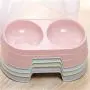 LFOZ Pet New Macarone Double Pet Bowl Plastic Puppy Cat Food Water Drinking Dish Feeder Cat Puppy Feeding Supplies Small Dog Accessories (Color : Random)