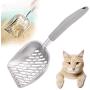 Ezeso 13.7'' Cat Litter Scoop Shovel Durable Kitten Litter Scooper with Deep Shovel Fast Sifting Pet Dog Pooper Scooper Cleaning Tool with Rubber Handle (Light Gray)