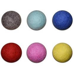 Comfy Pet Supplies Set of 6-100% Wool Felt Ball Toys for Cats and Kittens, Handmade Colorful Eco-Friendly Cat Wool Balls