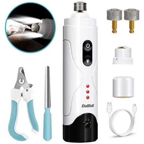 Dallfoll Dog Nail Grinder with LED Light, 3-Speed Electric Rechargeable Pet Nail Trimmer with Pet Nail Clipper and File, Painless Paws Grooming & Smoothing for Small Medium Large Dogs Pet Dallfoll Dog Nail Grinder with LED Light, 3-Speed Electric Rechargeable Pet Nail Trimmer with Pet Nail Clipper and File, Painless Paws Grooming & Smoothing for Small Medium Large Dogs Pet