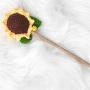 Sunflower Cat Funny Teaser,Flower Crochet Knitted Puppy Interactive Toy,Kitten Catcher Exerciser Chewing Stick Wooden Long Pole Pet Playing Supplies with Bell