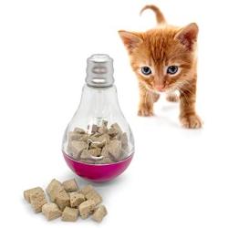 Pet Craft Supply Batty Bulb Treat Dispenser Slow Feeder Interactive Pet IQ Training Chasing Exercise Mental Stimulation Boredom Relief Tumbler Food Ball Weight Control Cat Toy with Light