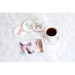 Pearhead Cat Cork Coaster Set, Pet Themed Home Decor