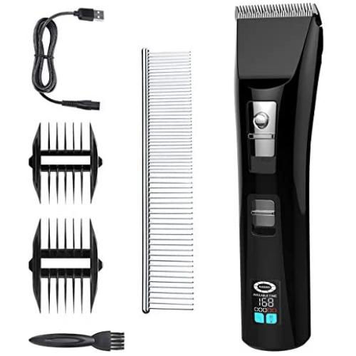 Dog Clippers,Pet Grooming Clippers,Dog Shaver with Liquid Crystal Display Professional Electric Clippers Cordless Rechargeable, Dog Hair Cutter for Thick Coats Long Haired Dog Cat