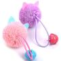 ocijf179 Pet Toy Kitten Colorful Plush Mouse Head with Bell Rope Cat Toy Interactive Pet Supply - Blue