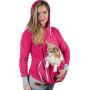 Pet Pouch Hoodie Small Pet Carrier - Dog Cat Pouch Hoodie Sweatshirt Kangaroo Pocket Holder - No Ears - Womens Fit