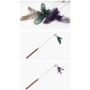 FairOnly Pet Manual Beads Feather Cat Teaser with Wooden Handle Puzzle Toy Convenient Life