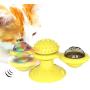 WWYM 3 in 1 Pet Interactive Toys - Scratching Tickle Hair Brush, Clean Tooth Brush, Windmill Turntable Teasing Cat Toy,Yellow