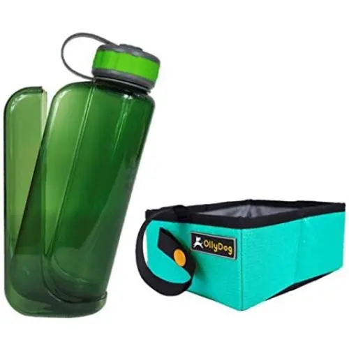 OllyDog OllyBottle and Crumple Food Bowl Combo, Travel-Friendly, Portable Dog BPA Free Water Bottle and Collapsible, Foldable, Expandable Bowl for Dog Food and Treats, for Big Hikes or Long Trips OllyDog OllyBottle and Crumple Food Bowl Combo, Travel-Friendly, Portable Dog BPA Free Water Bottle and Collapsible, Foldable, Expandable Bowl for Dog Food and Treats, for Big Hikes or Long Trips
