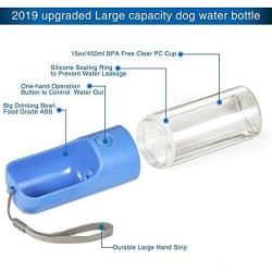 QQAPPU Dog Water Bottle for Walking, Pet Portable Water Dispenser Dogs Outdoor Drinking Bowl Travel Water Cup, 450ml/15.2oz