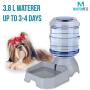 Automatic Dog Water Bowl with Wide Bowl for Dogs Cats Small Pets Under 30 lbs, 1 Gallon 3.8 Liter Capacity Replendish Gravity Waterer with Safety Twist Lock Opening, Dog Food Recipe eBook Included