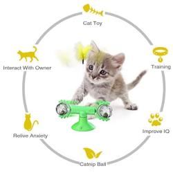 N/D Windmill cat Toy, cat Toy Turntable, Funny cat Stick, pet Toy, Catnip Interactive cat Toy