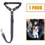 STARVII Dog Seatbelt for Cars, Fashionable Premium Denim Nylon Fabric Pet Seatbelt, Dual Use for Dog Car Harness and Dog Leash 1 Pack (Black)