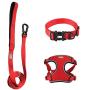 HAMATE Dog Leash Set with Collar and Reflective Dog Harness, Adjustable Step-in Harness for Puppies, Small and Medium Dogs