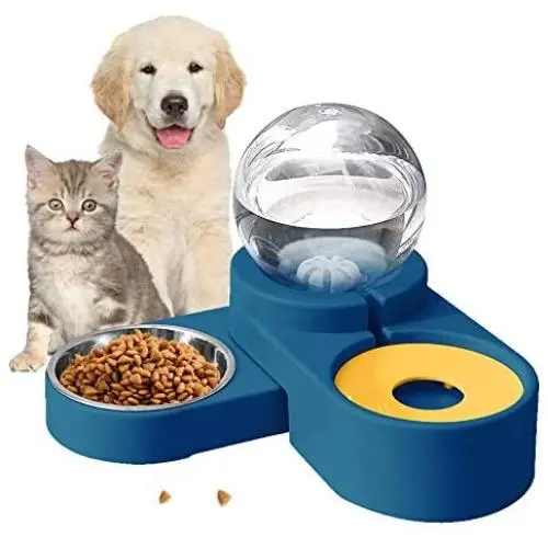 Lucky-M Double Cat Bowls,Dog Bowls and Cat Food Bowls with Pets Automatic Water Dispenser for Small Dogs and Cats Lucky-M Double Cat Bowls,Dog Bowls and Cat Food Bowls with Pets Automatic Water Dispenser for Small Dogs and Cats