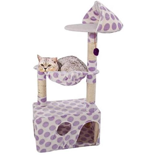 47'' Cat Tree Tower Condo Furniture Scratching Climb Holder Purple Big Point