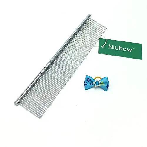 Niubow Pet Grooming Tools - Stainless Steel Pet Comb for Dogs and Cats 7-1/2 Inch Niubow Pet Grooming Tools - Stainless Steel Pet Comb for Dogs and Cats 7-1/2 Inch