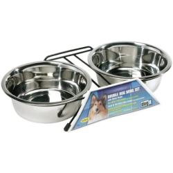 Dogit Stainless Steel Double Dog Diner, Dog Bowl Set with Metal Stand for Elevation, Large