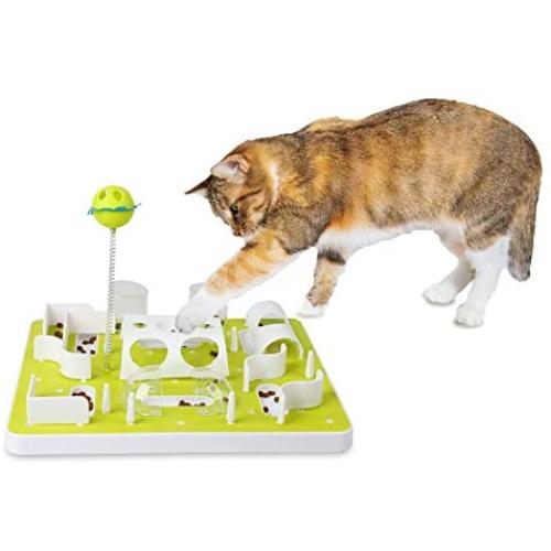 All for Paws Interactives Cat Treat Maze Toy Cat Food Dispenser Kitty Puzzle Feeder Catnip Toy Cat Wand Toy Cat Fun Playing Toys Kitten Toys