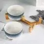 LIONWEI LIONWELI Ceramic Cat Dog Bowl Dish with Wood Stand No Spill Pet Food Water Feeder for Big Cats and Small/Medium Dogs LIONWEI LIONWELI Ceramic Cat Dog Bowl Dish with Wood Stand No Spill Pet Food Water Feeder for Big Cats and Small/Medium Dogs