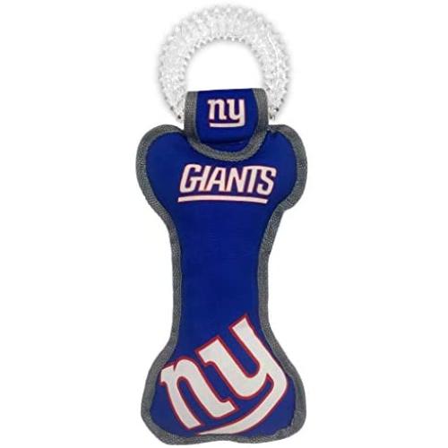 Pets First NFL New York Giants Dental Dog TUG Toy with Squeaker. Tough PET Toy for Healthy Fun, Teething & Cleaning Pets Teeth & Gum, Team Color, one Size (NYG-3310)