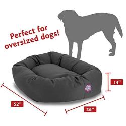 Majestic Pet Poly-Cotton Bagel Dog Bed for Dogs & Cats, Calming Round Donut Dog Bed Cuddler Washable Multiple Sizes & Colors