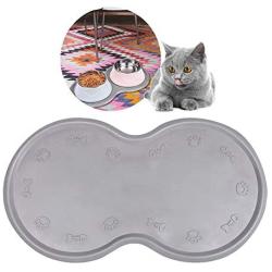 Pet Feeding Mat Cat & Dog Mats for Food & Water - Flexible and Easy to Clean Feeding Mat - Non-Slip Waterproof Feeding Mat for Dog Food & Water Bowls Nontoxic Rubber Gray…