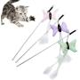 ocijf179 Cat Teaser Pet Cat Kitten Teaser Butterfly Play Stick Rod Wand Scratch Interactive Toy - Green