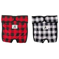 Miaododo Medium Large Dog Diapers Female,Reusable Plaid Printing Dog Diapers Covers Female with Velco Washable Dog,S-XL,Extra Large (L(27.56-35.43 Waist), Red+ Grey)