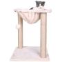 PINA Cat Tree Tower with Hammock Bed and Scratching Post, Dangling Pom-Pom, 3-in-1 Cat Scratching Post, Pet Bed Scratch Lounge Furniture for Cats, Beige Flannel