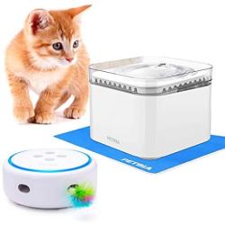 PETBIA Interactive Cat Toy Plus Cat Water Fountain, 84oz/2.5L Automatic Pet Water Fountain
