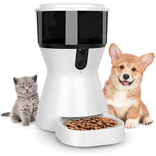 Automatic Cat Feeder with Rotating HD Pet Camera 2.4G WiFi Enabled Smartphone, Schedule Meals Feeding Timer for Cat and Dog, Audio Voice Recorder, Smart Pet Food Dispenser