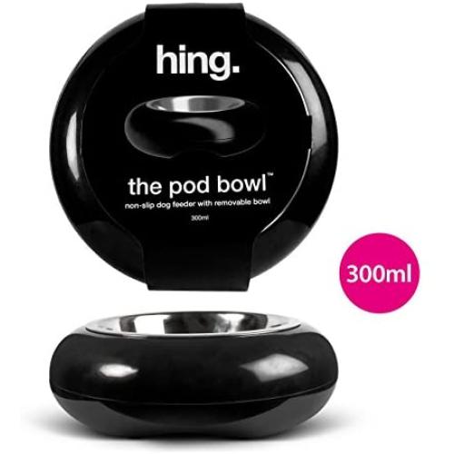 HING Pet Cat Dog Feeding Pod Bowl, 300 g, Small, Black